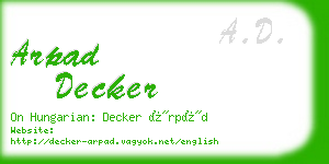 arpad decker business card